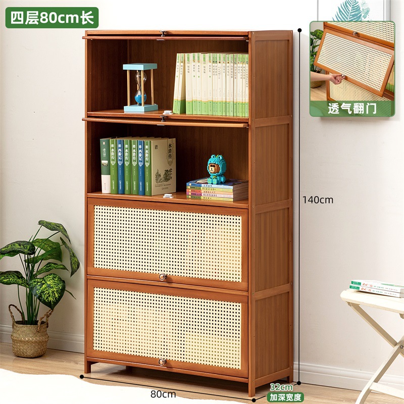 书架书柜置物架带柜门储物柜一体格子柜展示柜落地多层客厅置物柜