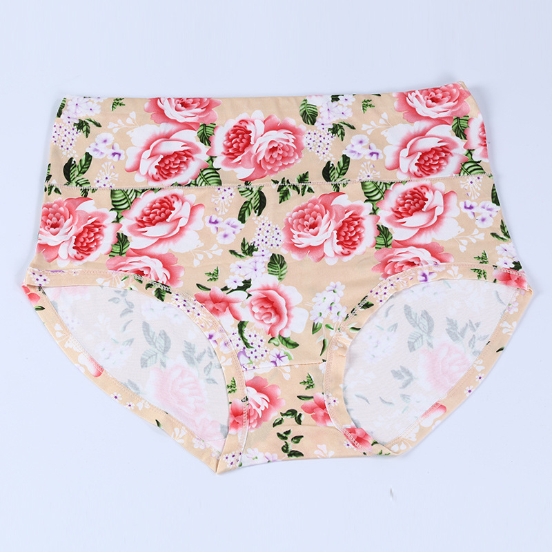 俄罗斯女士高腰内裤性感牛奶丝面料柔软舒适贴身玫瑰花三角裤