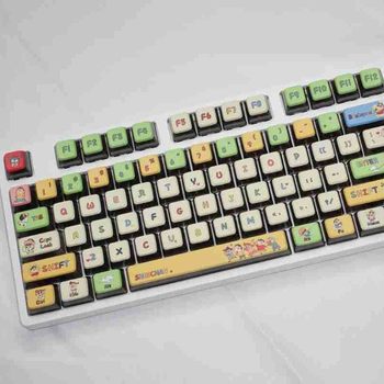 Factory Direct Sales Can Wholesale Crayon Shin-Chan Pbt Sublimation Cross-Axis Translucent Mechanical Keyboard Keycaps Small Set