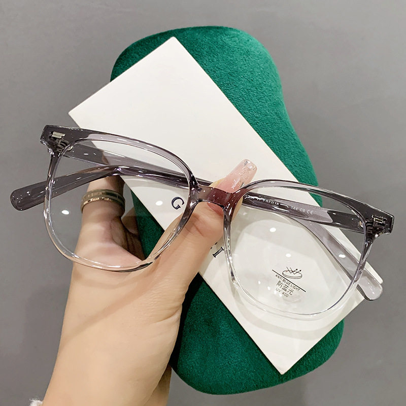 8012 New Retro Tr Large-Frame Glasses Frame Korean Fashion Anti-Blue Light Glasses Can Be Equipped with Prescription Flat Glasses