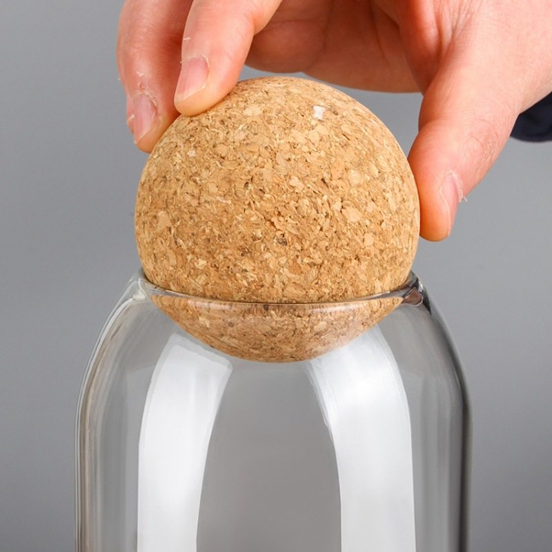 High Borosilicate Glass Sealed Jar Cork Storage Jar Grain Storage Jar Creative Transparent Glass Tea Jar