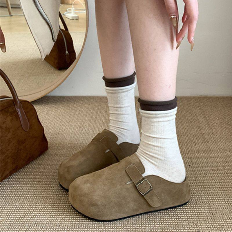 Women's Fashionable Versatile Thick-Soled Slip-On Slippers for Small People, Women's Outer Wear 2025 Autumn and Winter New Style