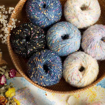 Wholesale weave rainbow jelly bean scarf line doll handmade diy characteristic line homemade bag weave beanie hand mixed line