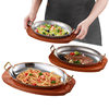 Three-Layer Stainless Steel Egg-Shaped Frying Pan, Thickeneded Fish Stove Plate, Double-Eared Seafood Plate, Crayfish Plate, Western-Style Baked Rice Steak Plate