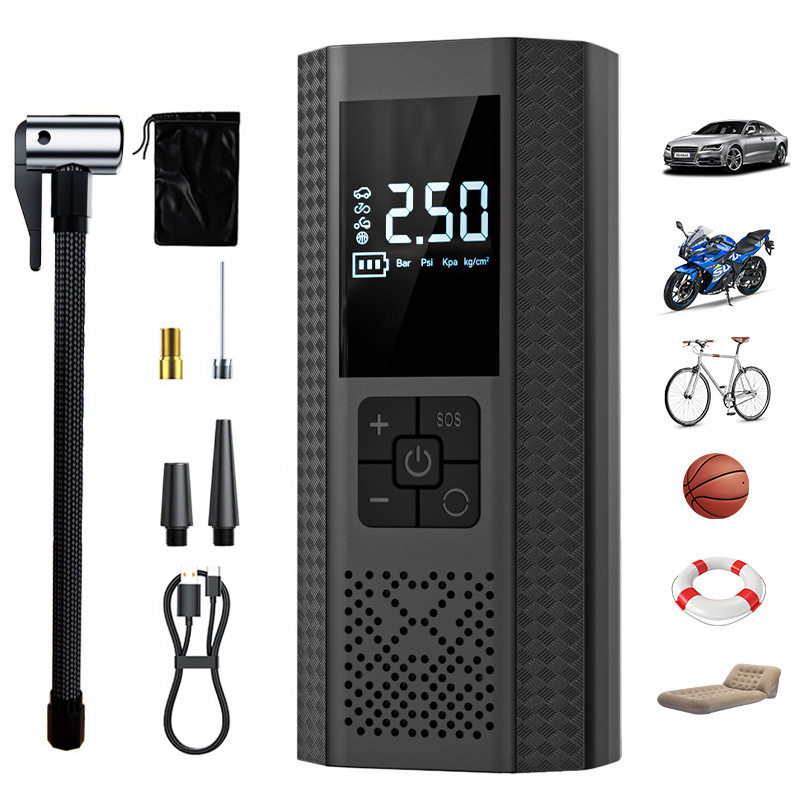 Car Air Pump Wireless Lithium Battery Smart Digital Display Electric Air Pump Tire Air Pump Portable Inflator Cross-Border