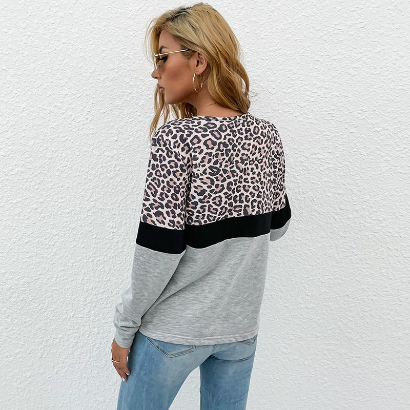 Leopard Print Long Sleeve Top Casual Style Early Autumn Womens Fashion Wholesale Available customizable
