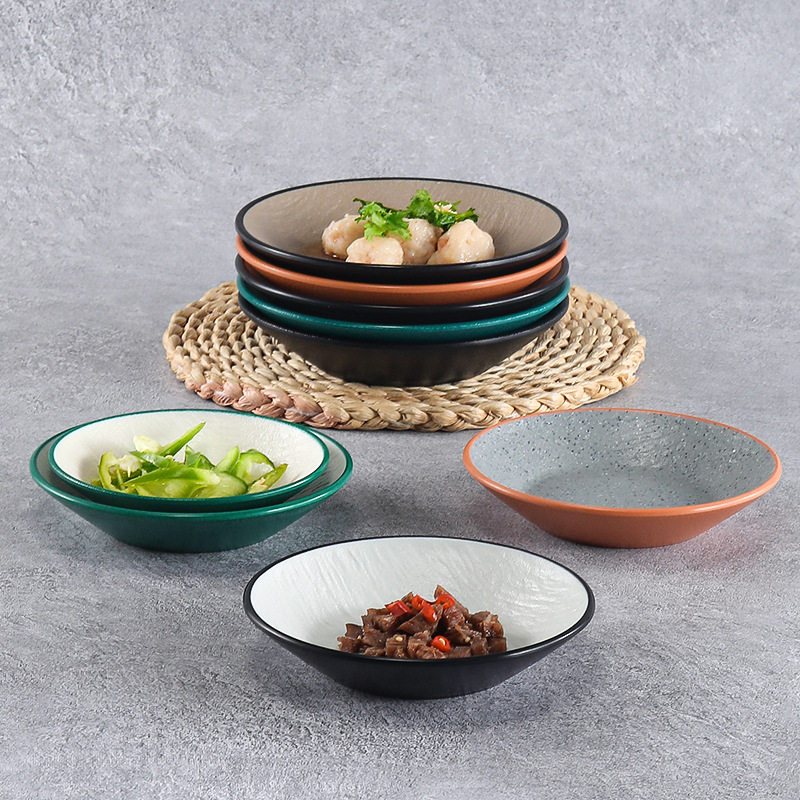 Melamine small dish imitation porcelain plastic Korean round dish snack dish seasoning dipping sauce vinegar dish commercial