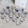 Light Luxury Niche Retro Sapphire Blue Zircon Open Ring for Women, Minimalist Style, Unique High-End Feel, Simple and Fashionable Index Finger Ring