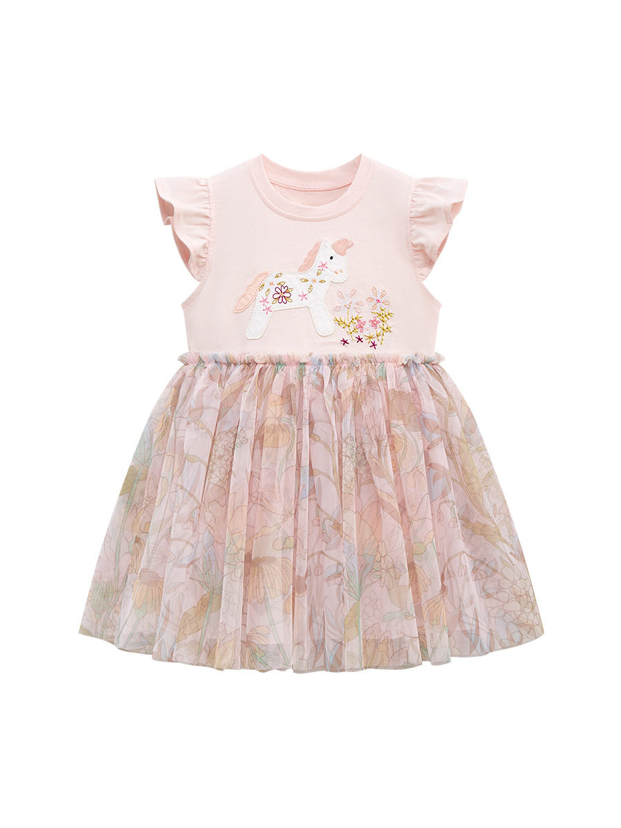 Girls' Tulle Dress, Cotton Kids' Summer Skirt, Cute Animal Girls' Princess Dress