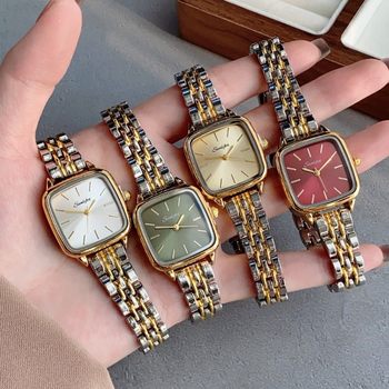 Sunlifex Cross-Border Foreign Trade Hot-Selling Popular Compact Dial Retro Korean Style Women's Versatile Square Steel Band Watch