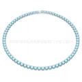 Buckle full of diamonds white gold and blue diamond necklace