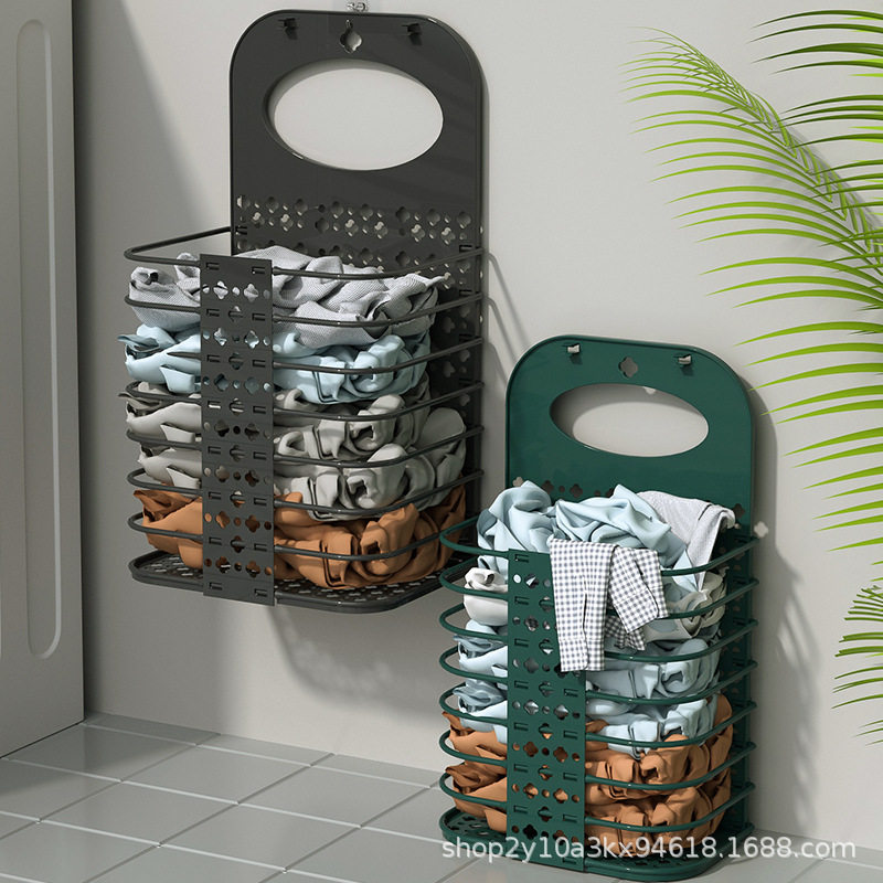 Bathroom Toilet Dirty Clothes Storage Box Foldable Wall Hanging Dirty Clothes Basket Household Dormitory Hanging Storage Basket