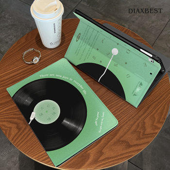 Suitable for Ipad9 Protective Case Pro11 Green Record Air7/65 with Pen Slot 10.2inch Anti-Fall 7/6 Silk Pattern