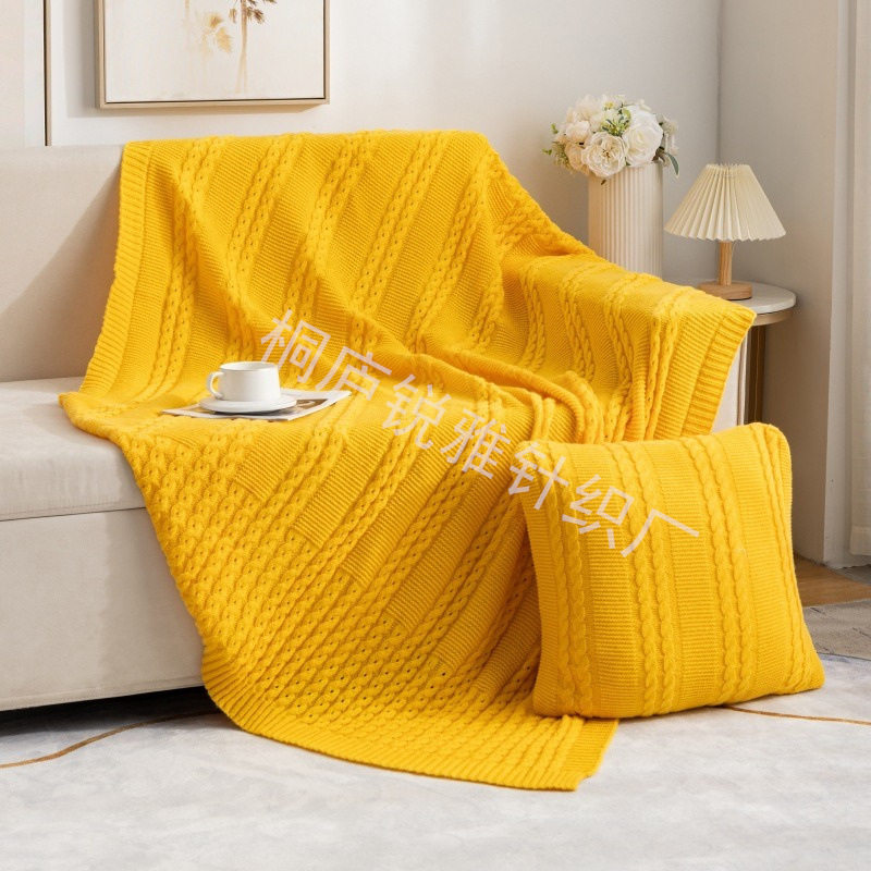 Amazon Simple All-Season Blanket Solid Color Knitted Blanket Office Living Room Shawl Thread Blanket Nap Sofa Blanket