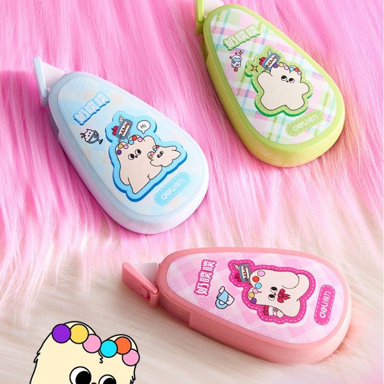 Deli stationery correction tape milk poop-poop basic flip type rice number high color value simple alteration correction tape
