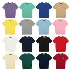 Foreign Trade Summer Rl Raff War Horse Embroider Small Label Twist Knitted Round Neck Short Sleeve Ins Preppy Style Casual Upper