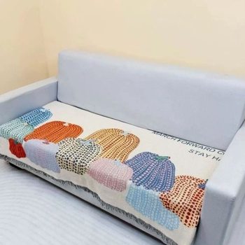 W1Tr Sofa Cushion 85*180cm Cotton and Linen Skin Friendly Soft Four Seasons Multifunctional Sofa Towel Thread Blanket