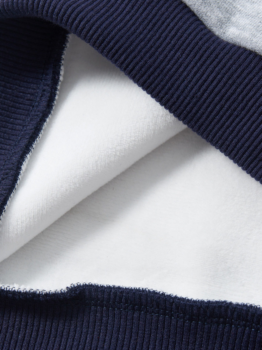 Kids' New Autumn & Winter Fleece-Lined Long-Sleeve Hoodie, Cartoon Color-Block Pullover