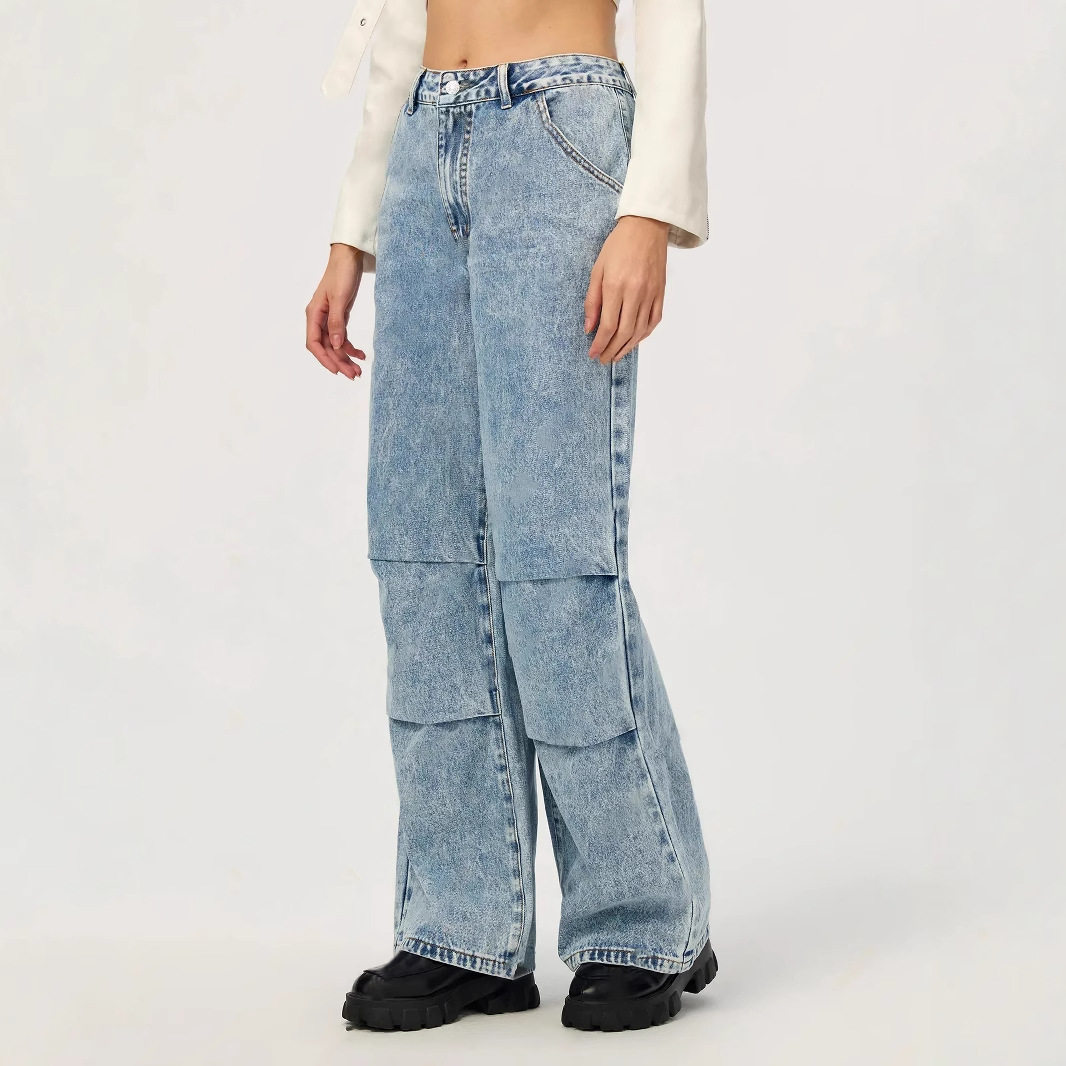 Womens Casual Straight Leg Wide Leg Jeans Stylish Design Comfortable Fit Versatile for Everyday Wear Ready to Ship