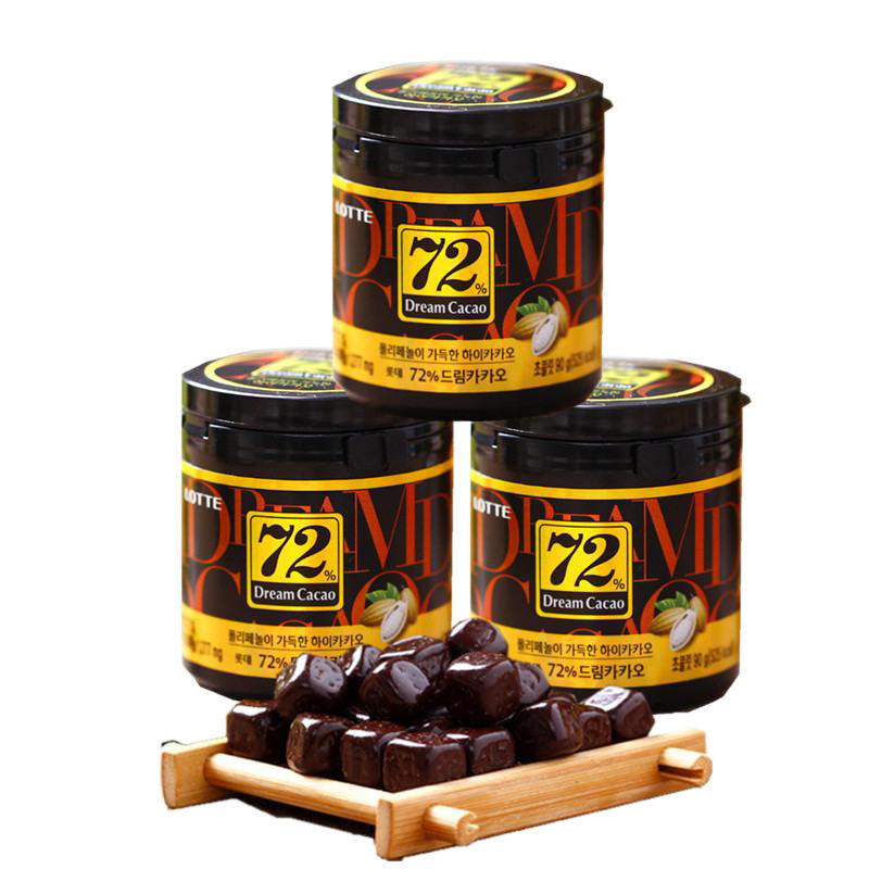 LOTTE Lotte 72% pure black chocolate beans 86g canned South Korea snacks chocolate candy a wholesale