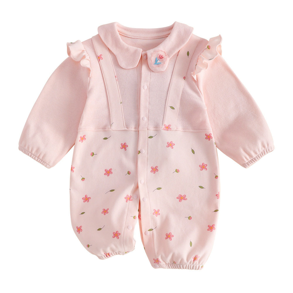 Baby clothes spring and autumn pure cotton men and women Baby floral jumpsuit long sleeve romper air conditioning clothes source manufacturer