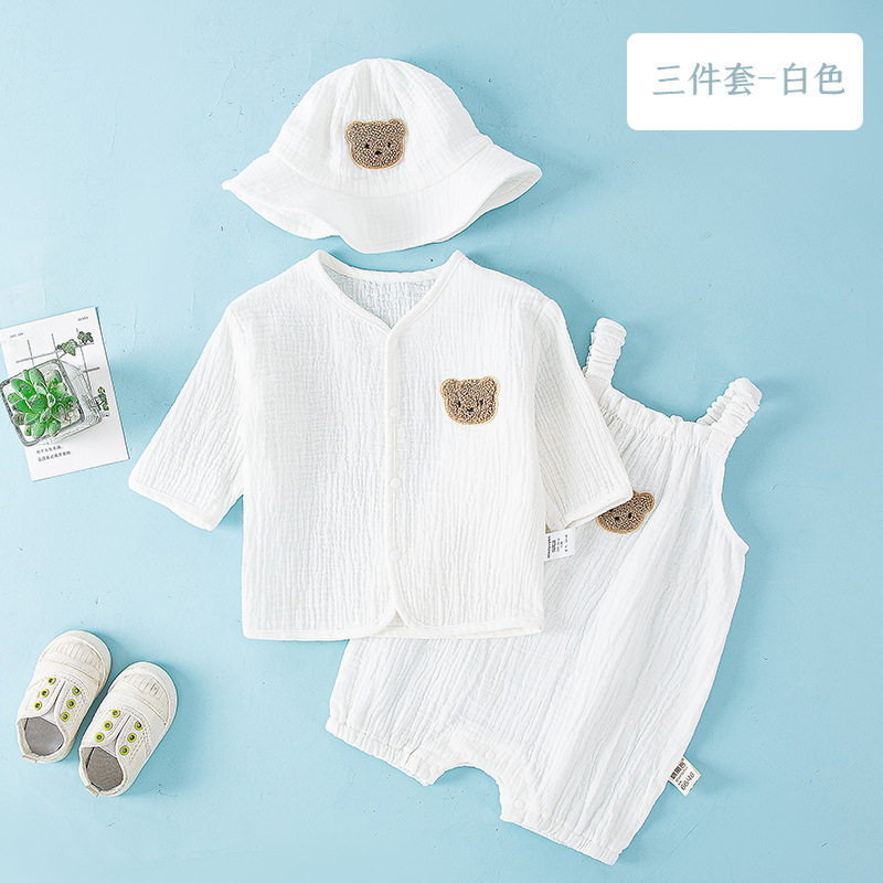 Pure Cotton Gauze One-Piece Clothes Newborn Baby Short-Sleeved Summer Thin Harem Clothes for Men and Women Baby Pajamas Summer Crawl Clothes