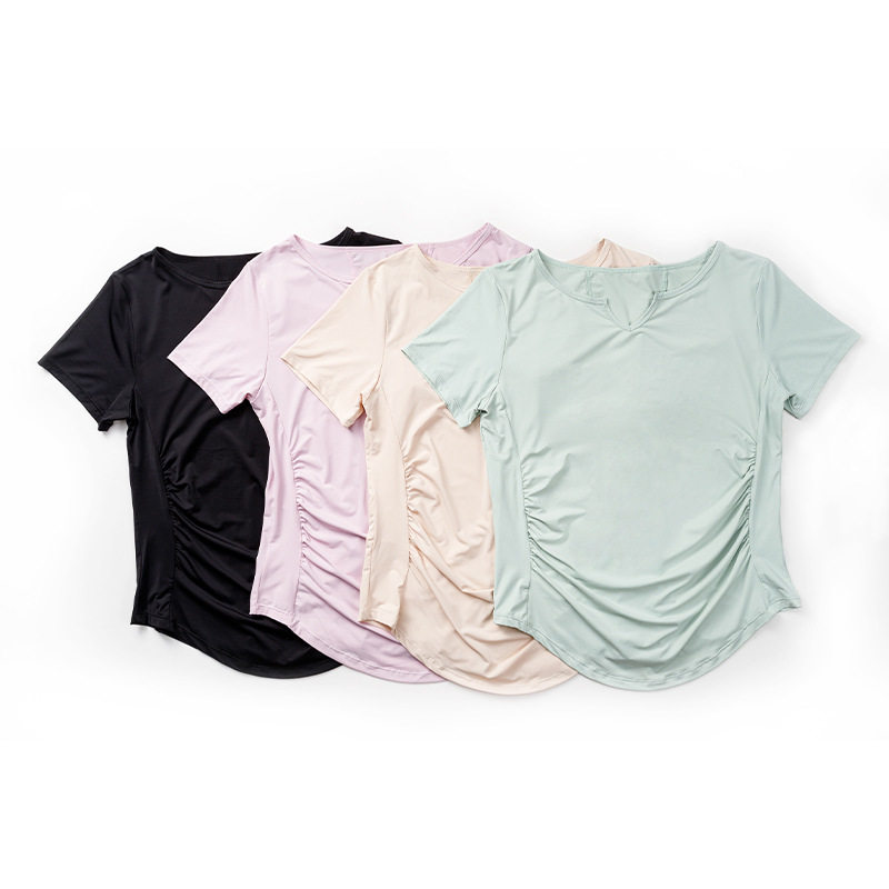 正肩瑜伽服女显瘦健身服运动上衣普拉提跑步T恤凉感晨跑t恤大码夏,淘宝优惠券,粉丝福利购,淘宝优惠卷