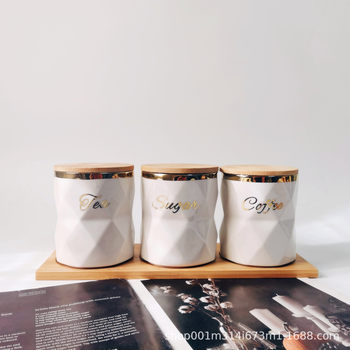 Creative electroplating ceramic sealed jar drill Storage Jar Kitchen seasoning jar sugar jar coffee jar tea storage jar