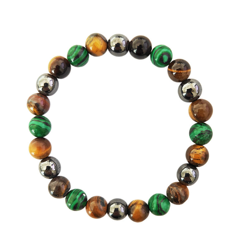 Amazon wish foreign trade cross-border peacock tiger eye stone mix and match three-color bracelet Agate black iron stone 8mm bracelet