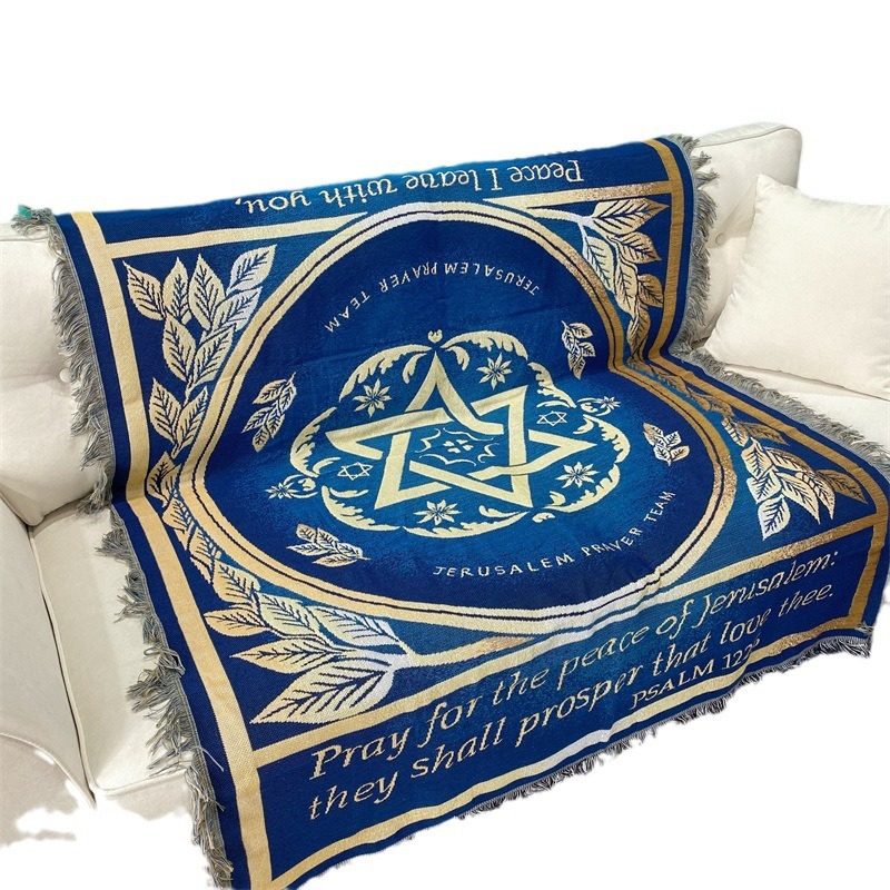 Cross-Border Mediterranean Sofa Towel Cover Israeli Prayer Decorative Blanket Hanging Cloth Knitted Tassel Thread Blanket Sofa Cover Cloth