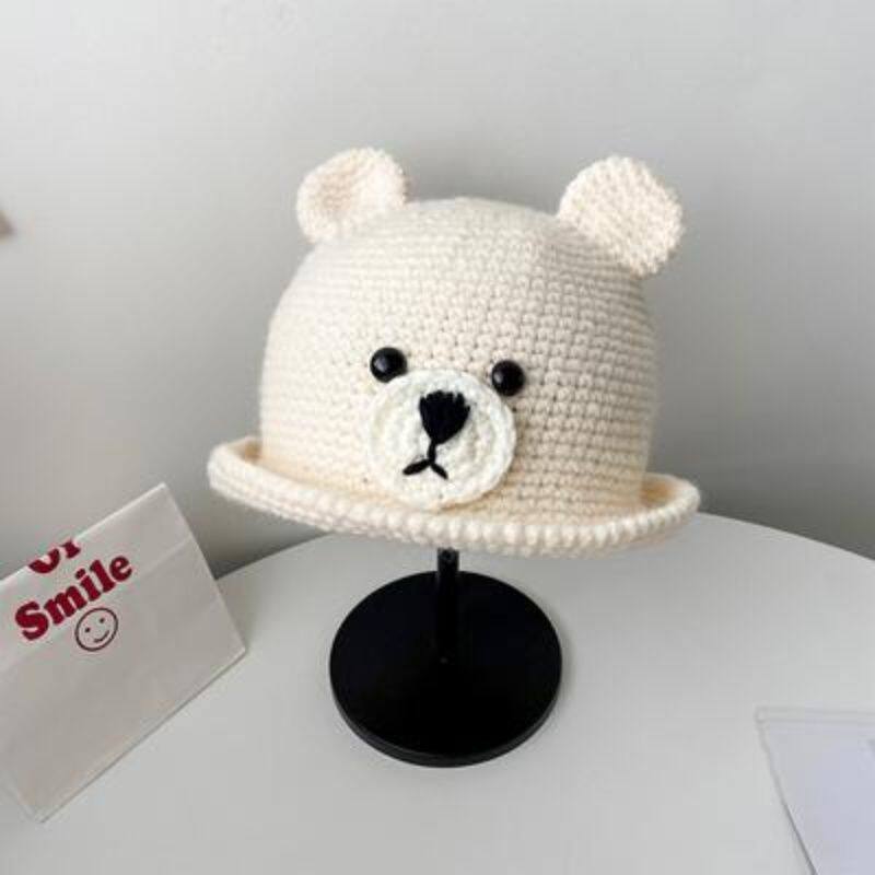 白いベアー盆帽