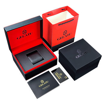 Gratto Watch Manufacturer Gift Box Wholesale Black and Red Watch Box Supports Changing Logo Large Quantity Detailed Packaging Box
