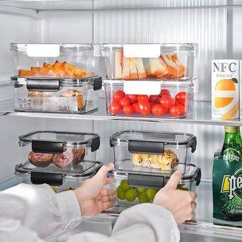 Partition Sealed Box Lunch Box Large Capacity Salad Fruit Bento Household Sealed Jar Transparent Freezing Partition Fresh-keeping Box