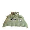 Ins Cartoon Milk Velvet Embroidered Quilted Bed Cover Three-piece Set Autumn and Winter Warm Apple Panda Patch Embroidered Quilt Cover