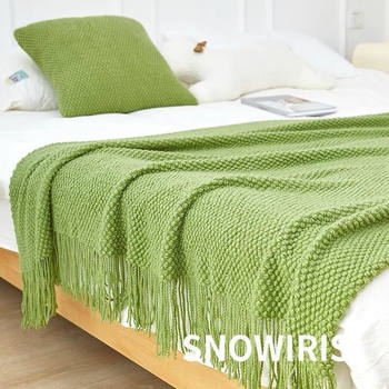 Morandi Knitted Blanket B&B Bedside Towel Blanket Bed Towel Living Room Nap Blanket Accessible Luxury Hotel Sofa Blanket