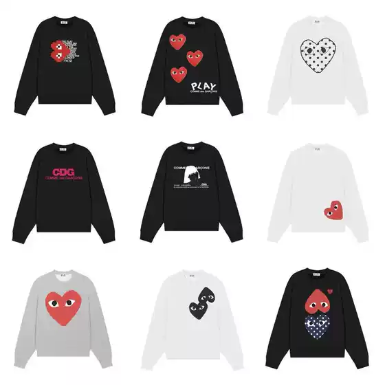 Cross-Border Streetwear 25SS Comme des Garçons PLAY Long Sleeve Round Neck Sweatshirt with Anti-Haze Heart Print