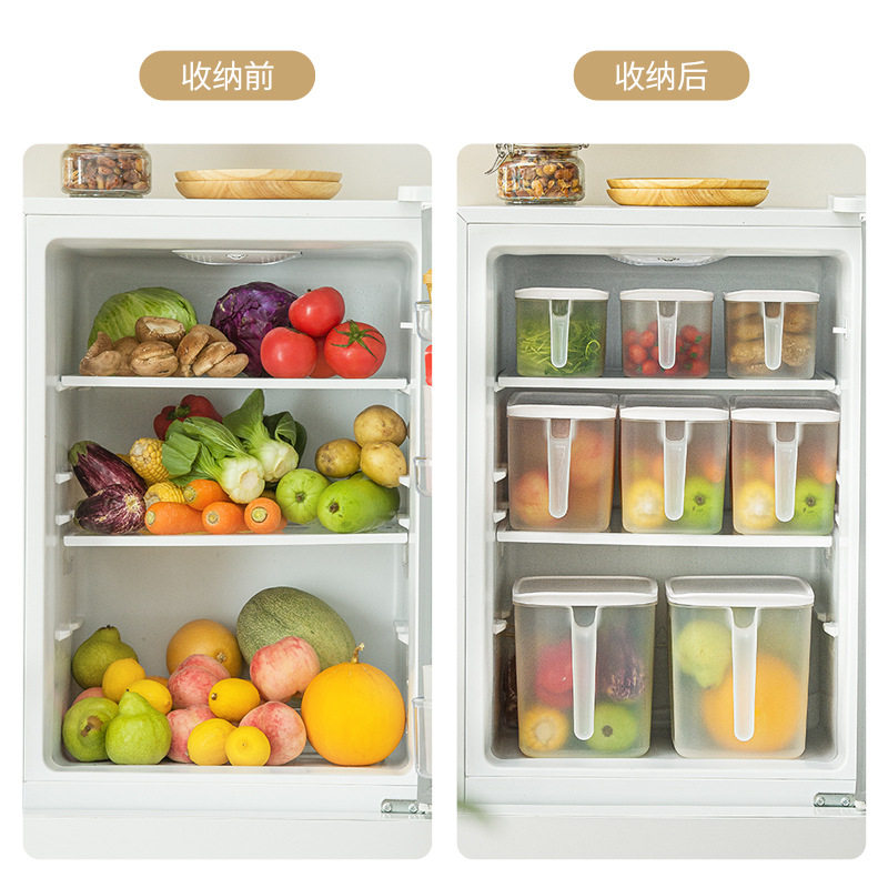 Nachuan Refrigerator Storage Box with Lid and Handle Frosted Transparent Food Preservation Storage Box Multi-Specification Cabinet Organization Box