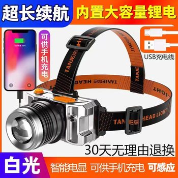 Strong Light Rechargeable Long-range Waterproof Army Household Super Bright Head-mounted Night Fishing USB Rechargeable Outdoor Induction Miner's Lamp