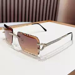 Personalized Diamond-Encrusted Rimless High-Value Sunglasses Ins High-End Anti-Glare Glasses Internet Celebrity Street Photography Fashion Sunglasses