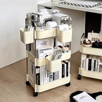 Dormitory Movable Bookshelf Snack Storage Rack Multi-layer Floor Bedside Storage Rack Toilet Trolley Storage Rack
