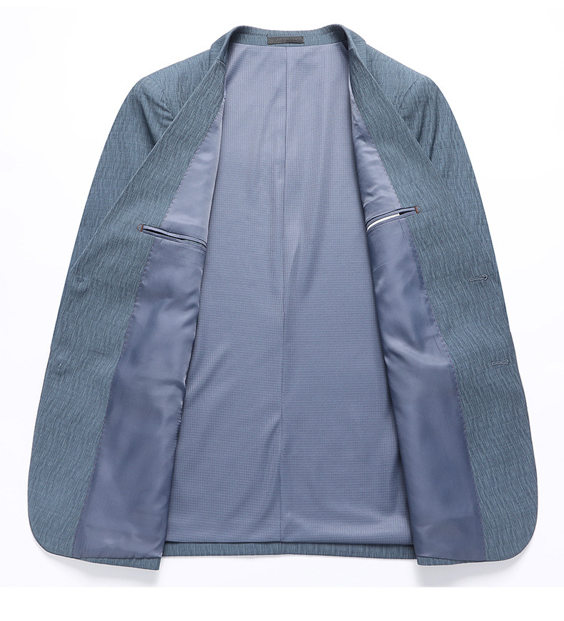 Áo blazer nam dáng ôm mỏng nhẹ mùa xuân thu, vải jacquard co giãn không cần ủi — Màu xanh, Màu xám