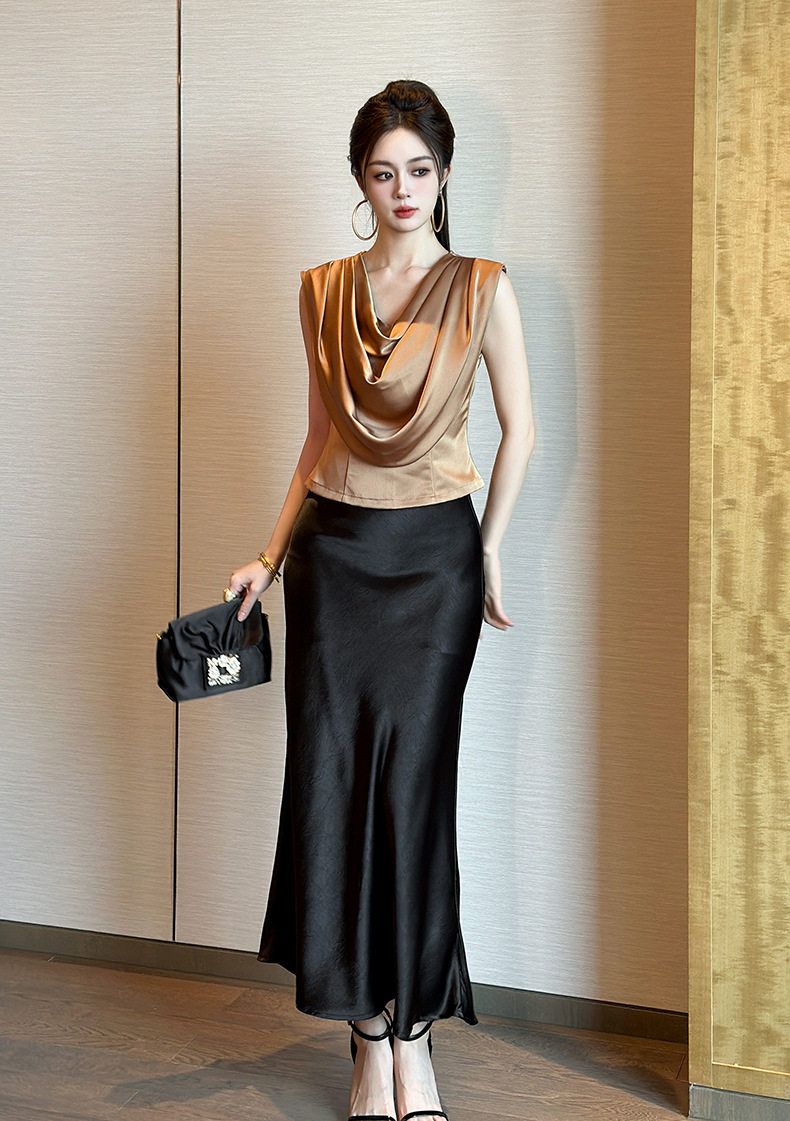 Áo hai dây nữ phong cách Pháp dáng ôm, chất liệu polyester cao cấp — [Nâu Mocha] chi tiết 6