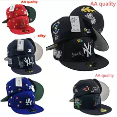 NEW AA Baseball League Cap NY Yankees LA Non-adjustable Casual Cap Sun Flat Cap Embroidered Size Cap