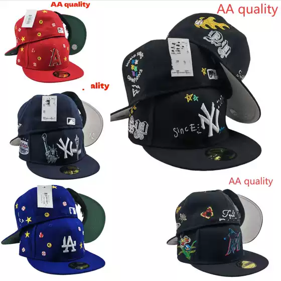 NEW AA Baseball League Cap NY Yankees LA Non-adjustable Casual Cap Sun Flat Cap Embroidered Size Cap
