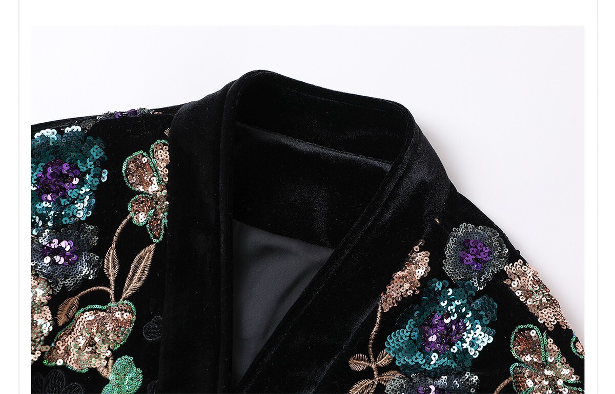 Áo khoác nữ thêu hoa đính sequin dáng ngắn cổ chữ V — Iris tím (giao hàng trong 7 ngày), Iris tím (phát hành cùng ngày)