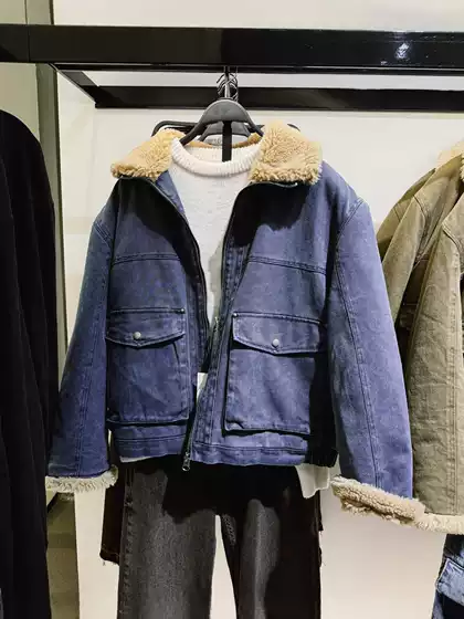 Original European and American Men's Wholesale Fleece Denim Blue Thick Jacket Cotton Outwear Heavy Washed Cotton Jacket 3833/900