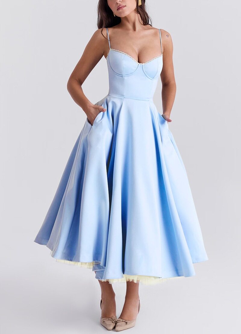 Womens Sleeveless V Neck Backless Dress Sexy Fit Flare Design Perfect for Autumn Events Wholesale Available