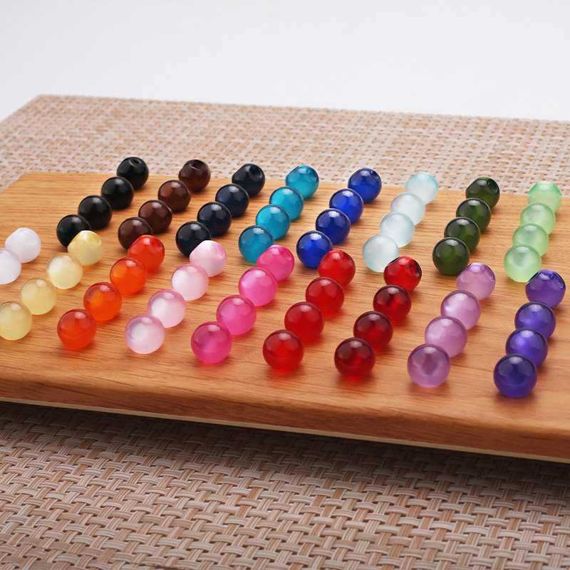 Plate buckle cheongsam button imitation jade beads Tang suit Hanfu decoration color pearl buckle round resin shirt button