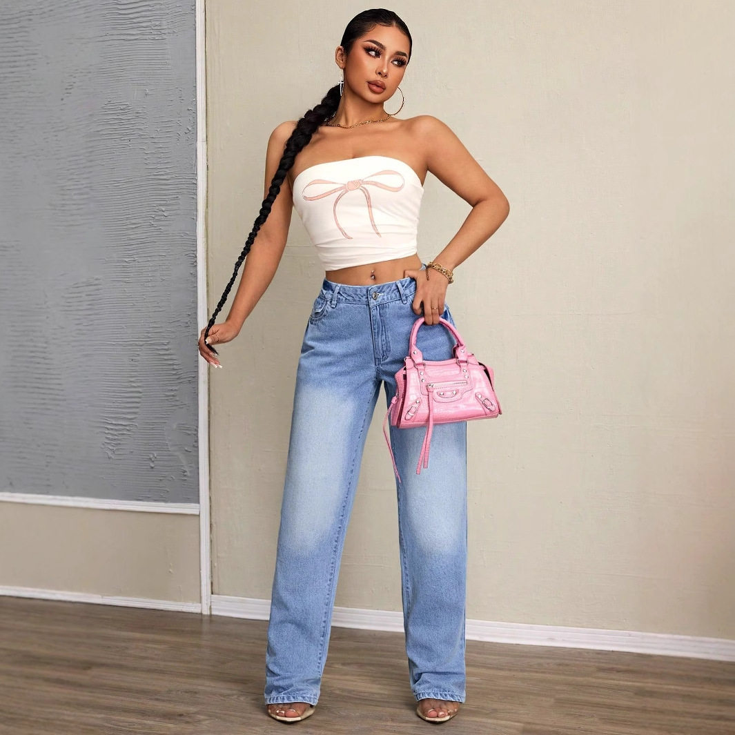 High Waisted Loose Fit Wide Leg Jeans Comfortable Denim Casual Style Versatile for Everyday Wear Wholesale Available