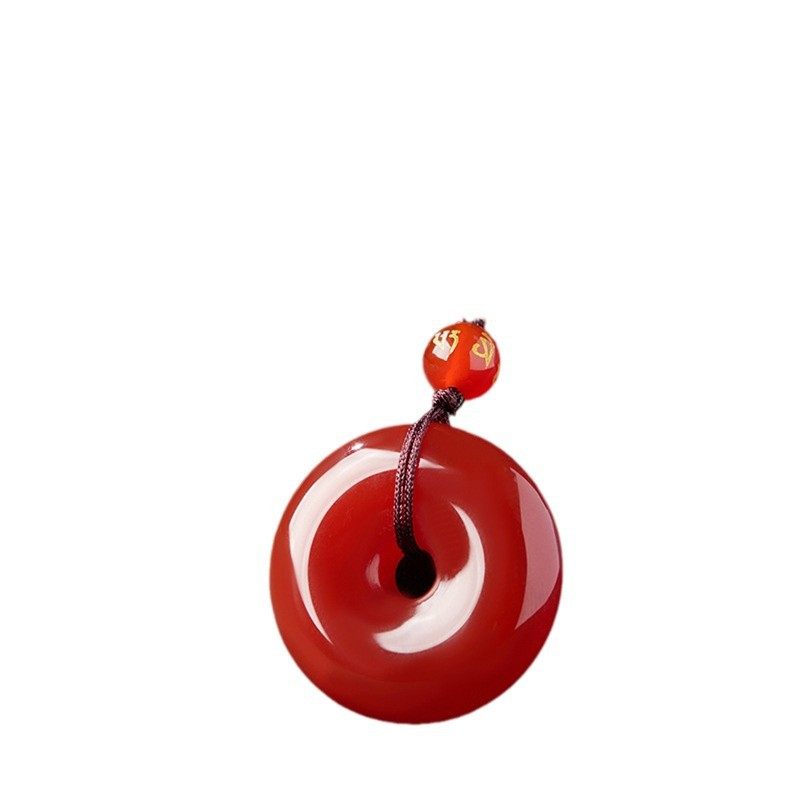 Natural Red Agate Pendant Keychain Pendant Red Jade Chalcedony Woolen Chain Necklace Women's Jewelry